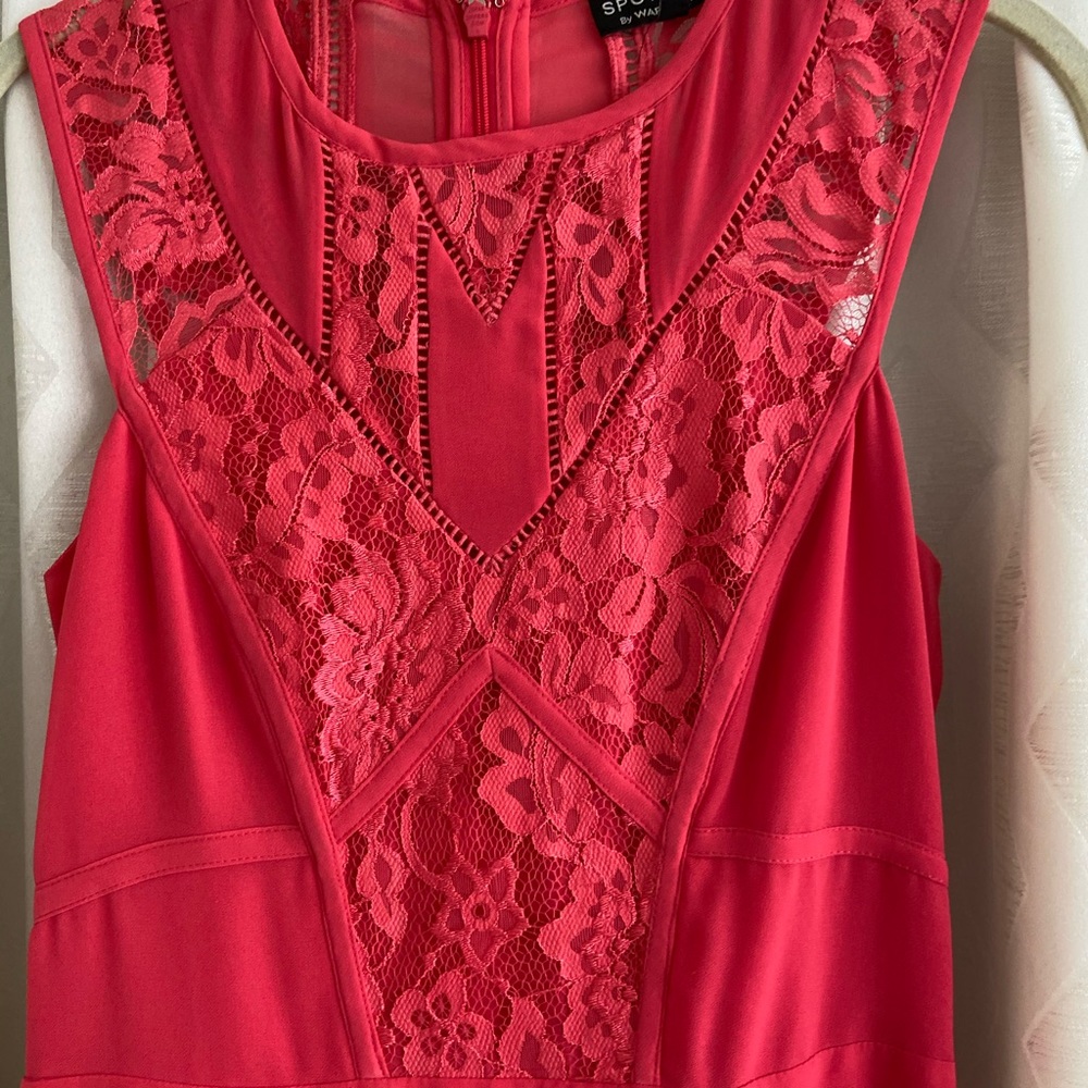 Pink lace midi dress